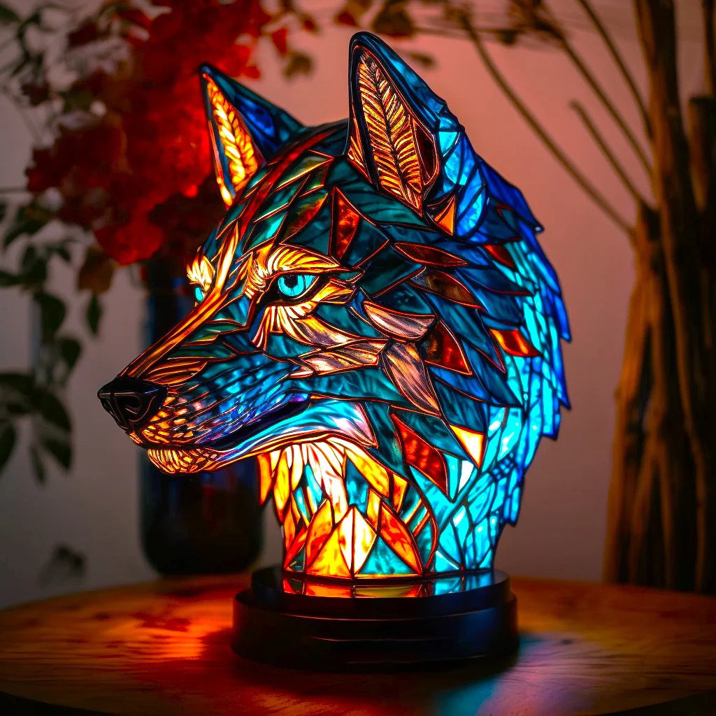 Animal Färgat Glas Bordslampa Ornament