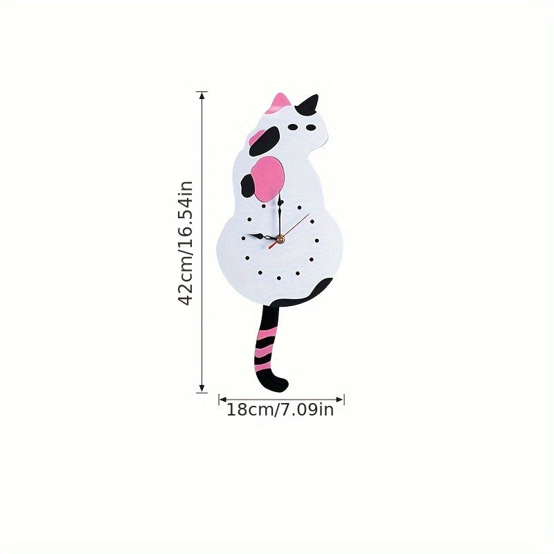 SwingTail Tidsvakt Katt Väggklocka med Tyst Mekanism