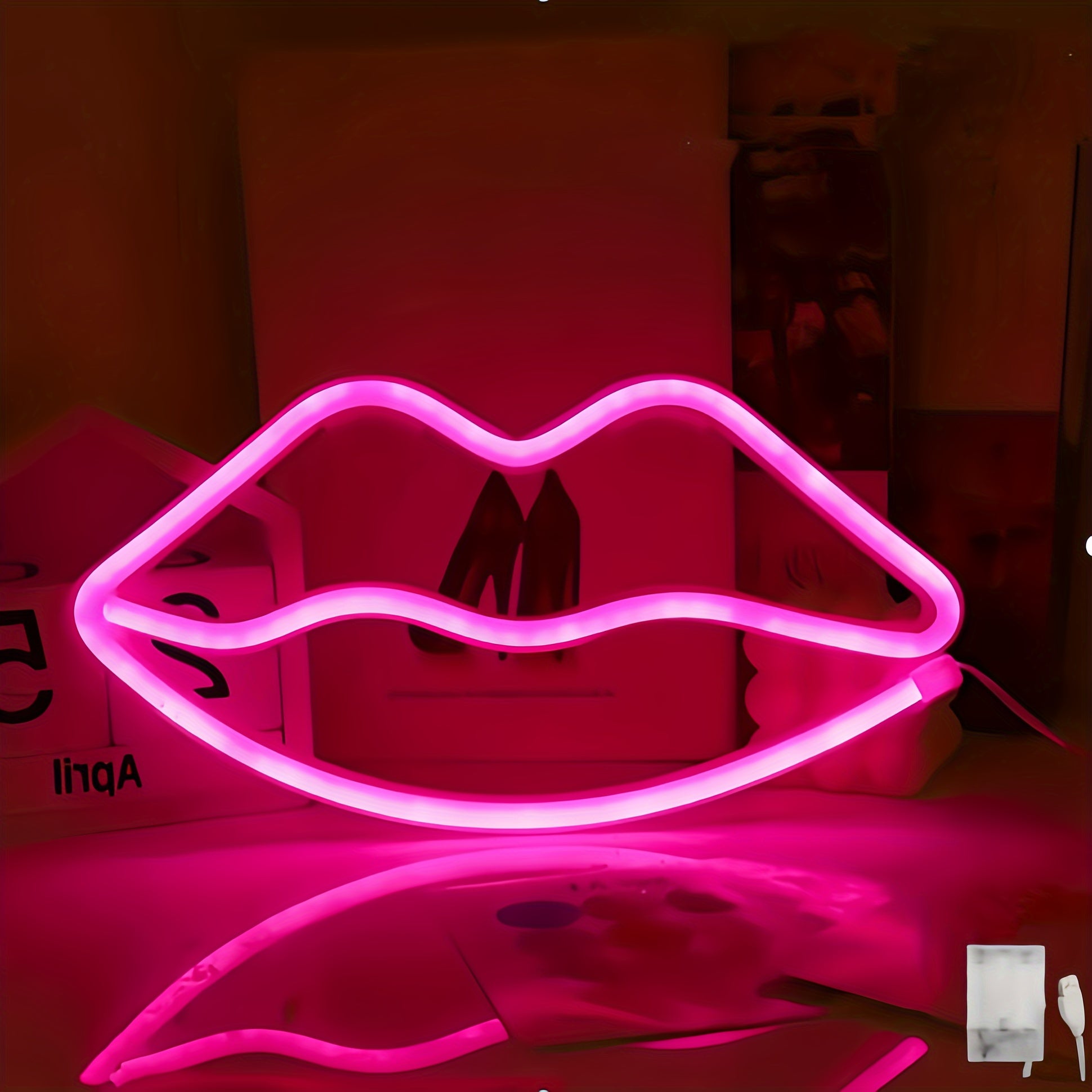 GlowLips - Neon Rosa LED Läppljus, USB Drift, Alla Hjärtans Dag Dekoration