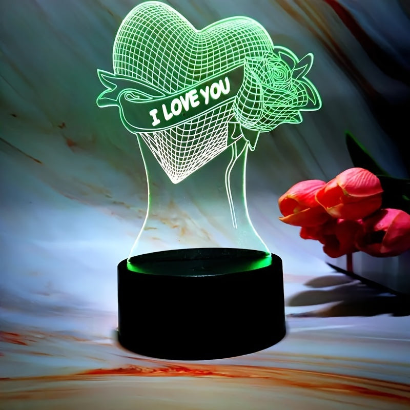 HartLicht - 3D LED Illusionslampa med Touchkontroll, 7 Färger & USB/Batteri Ström