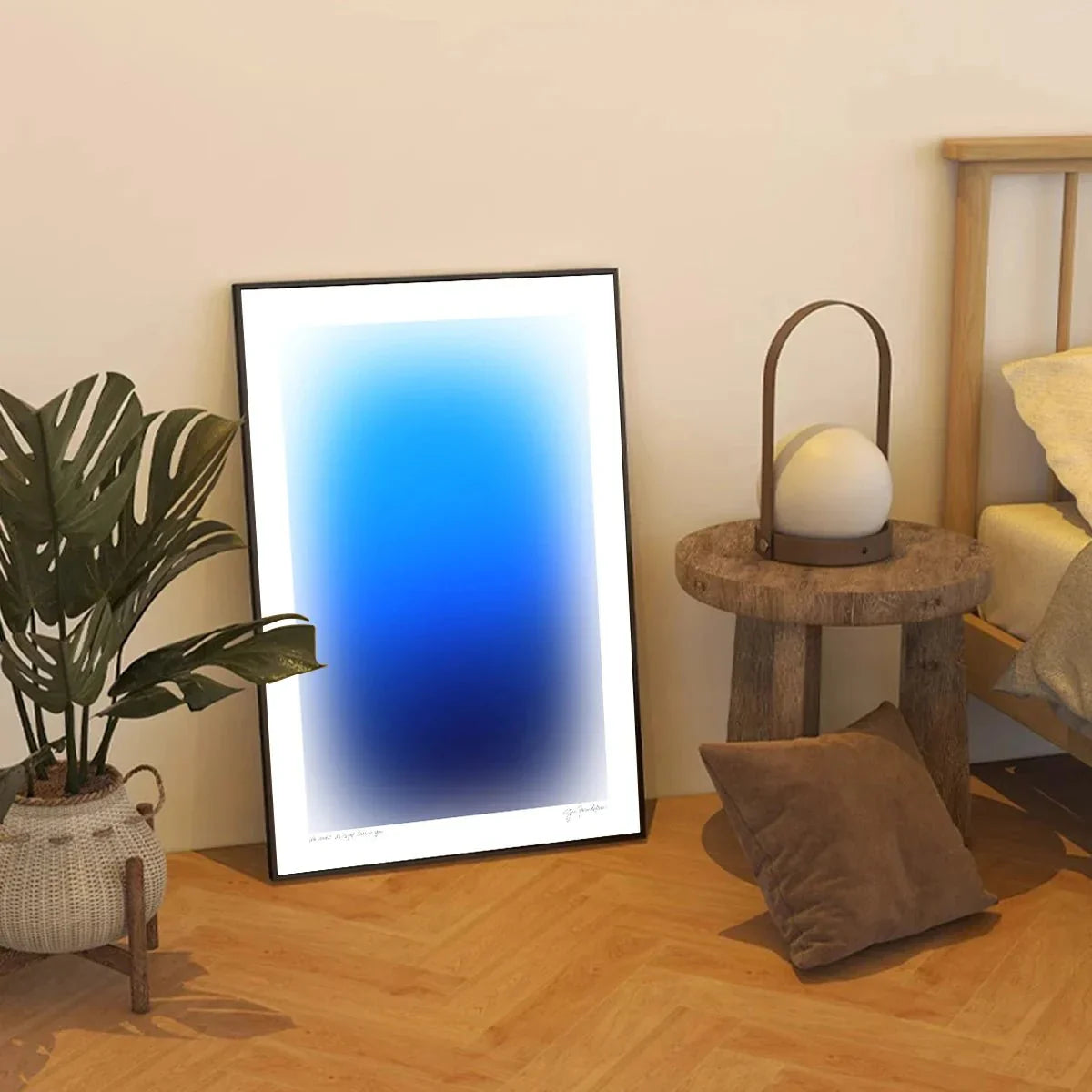 Abstrakt Dizzy Blå & Orange Leinärtryck Modern Konst