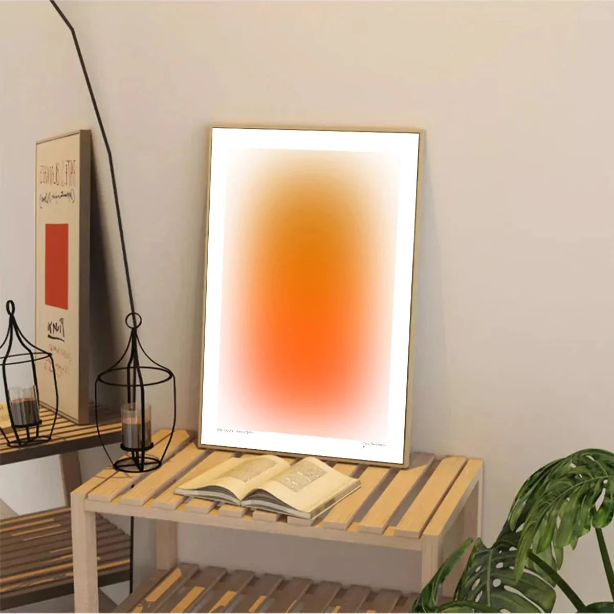 Abstrakt Dizzy Blå & Orange Leinärtryck Modern Konst