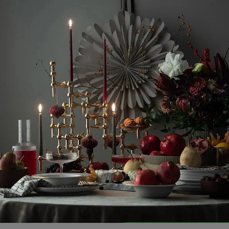 Abstrakt Stil Molekylär Struktur Ljuslykta - Metall Design