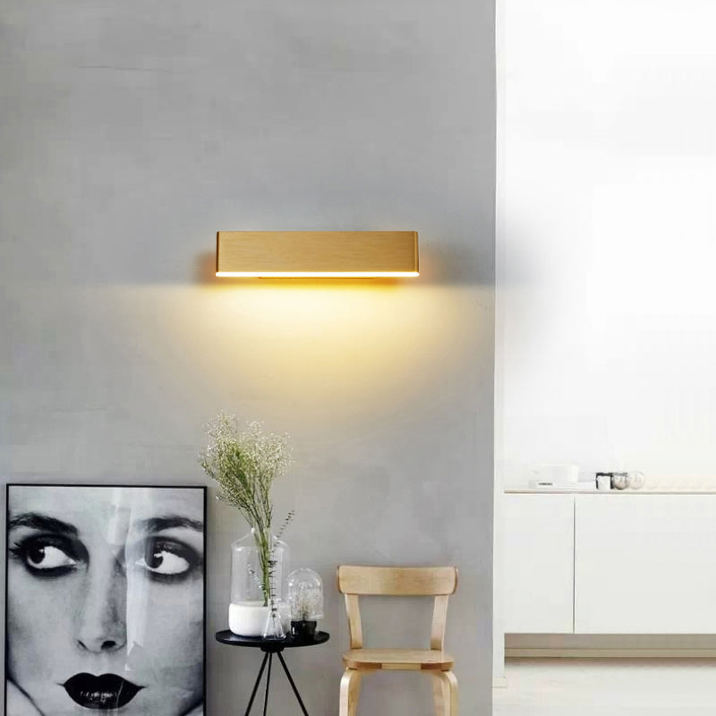 Aqsa Minimalistisk LED Vägglampa - Svart/Guld/Brun, Sovrum, Metall