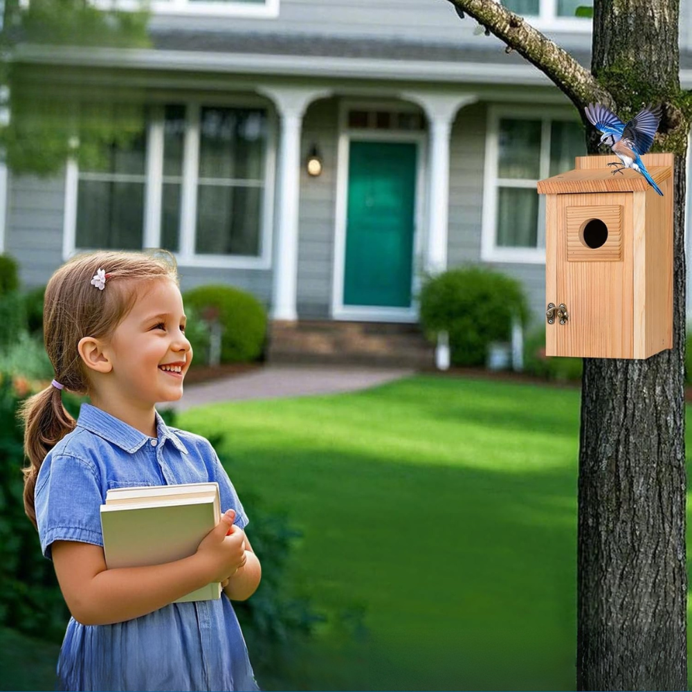 Fågelhus i trä, ceder, kopparskydd