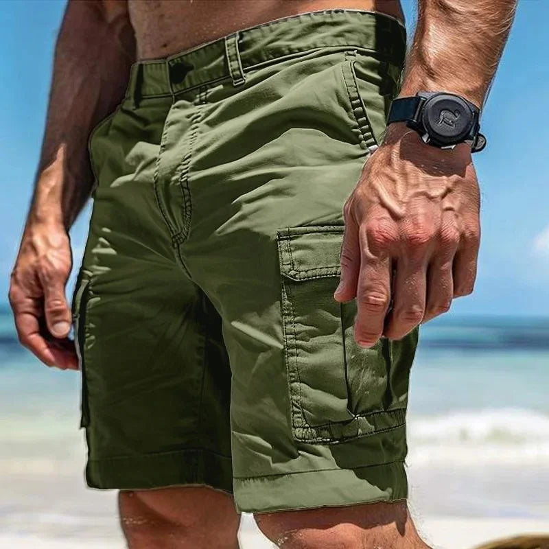 Bomulls Cargo Shorts med fickor för män