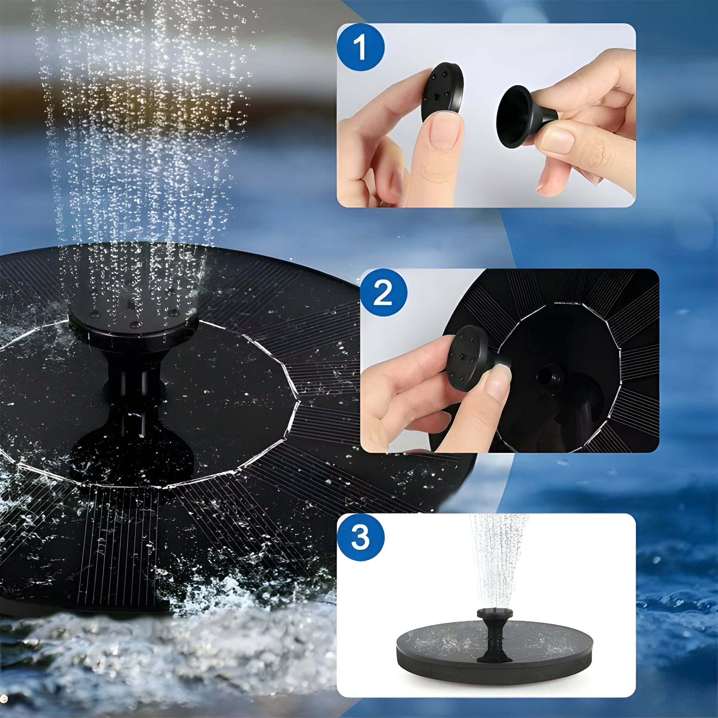 AquaBliss Rise - Solarspringbrunn för Utomhus