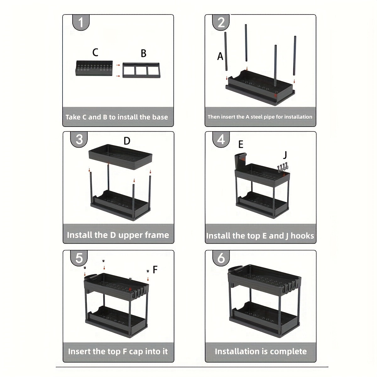 2-Tier Organizer med Krok och Kopp – Smart och Stabil Förvaringssystem för Under-Bänk eller Bänkytan