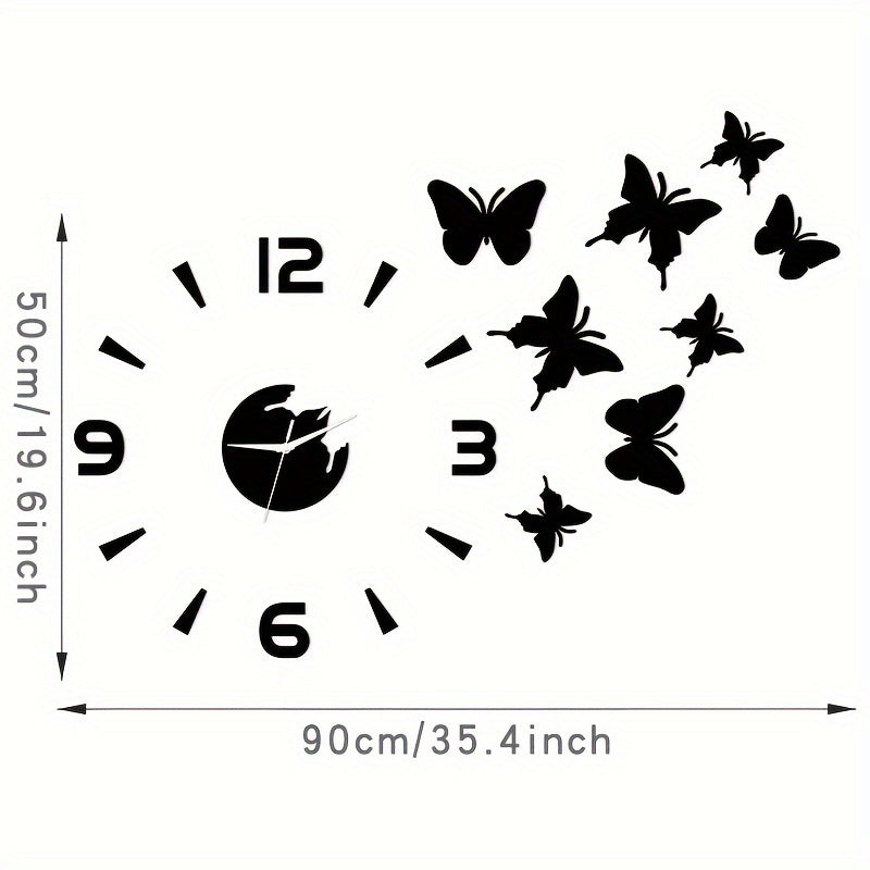 AcrylicButterfly - DIY 3D Fjäril Spegel Väggen Klocka