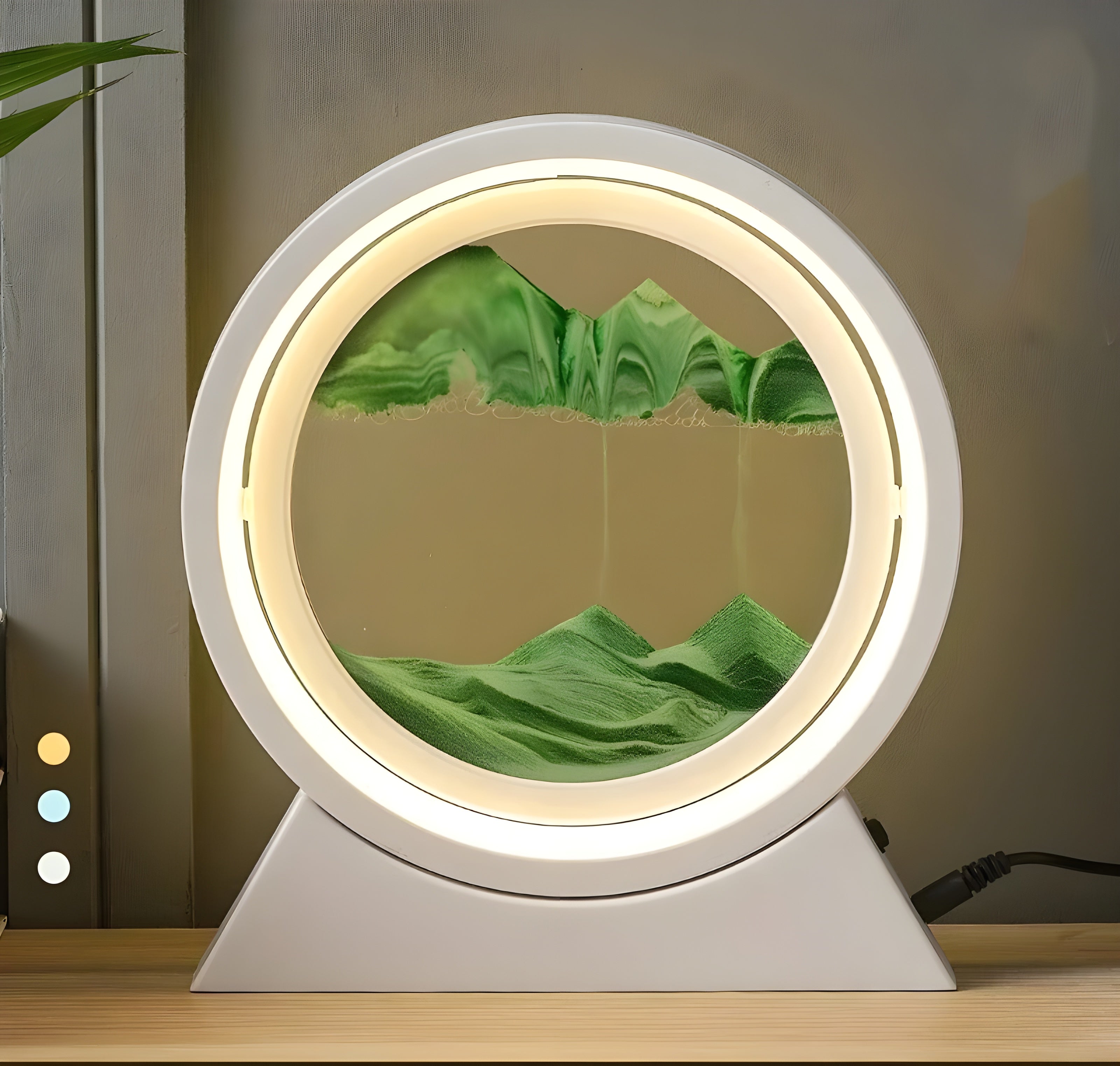 Sandbildslampa – LED-bordslampa med 3D sandmotiv | Avkopplande dekoration för vardagsrum och kontor
