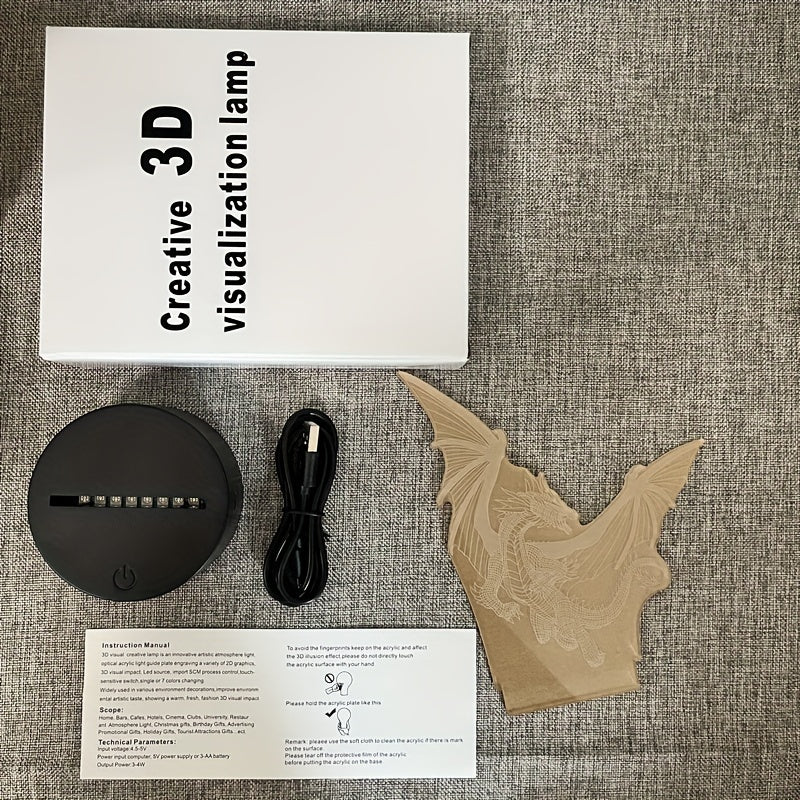 DinoLicht - 3D Dinosaurielampa med Beröringskontroll, RGB Ljus