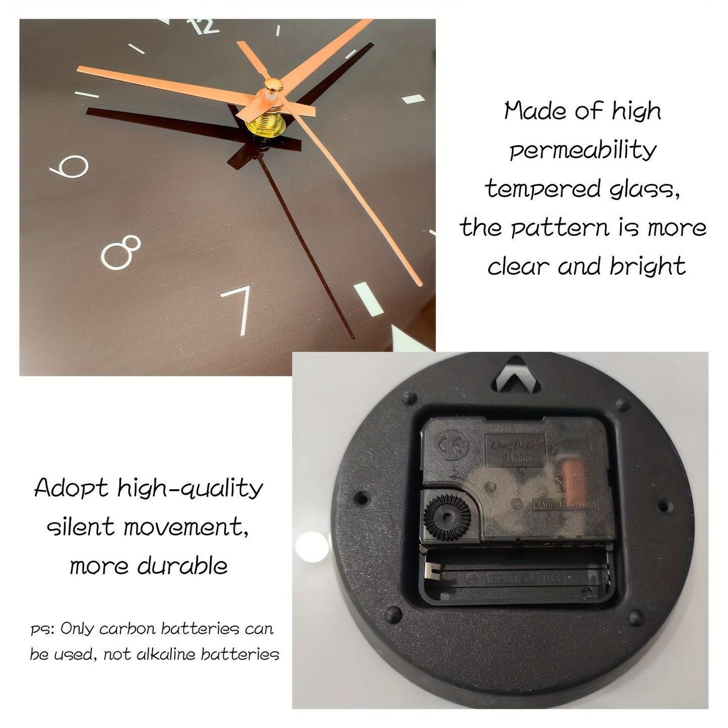 FloralTime - Tyst Fyrkantig Väggklocka med Blommönster