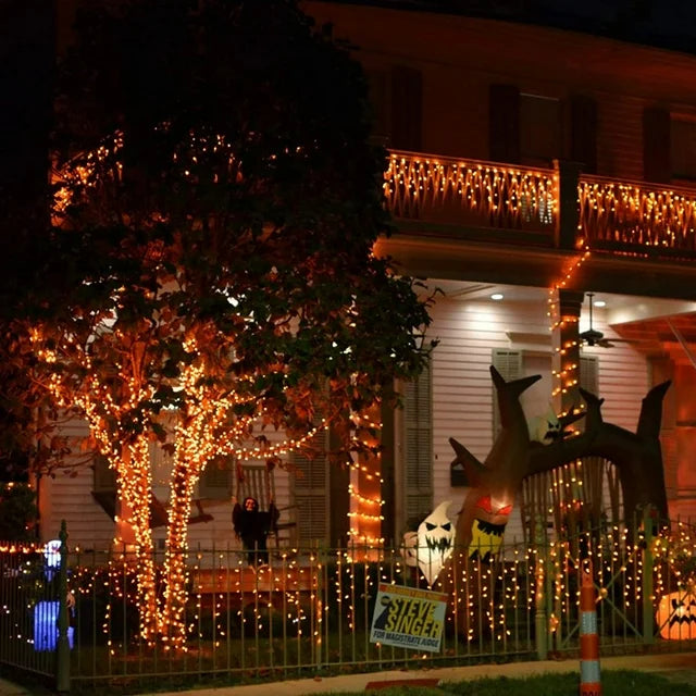 Solcellsdrivna röda älvljus – Utomhus vattentäta ljusslingor för trädgård och patio