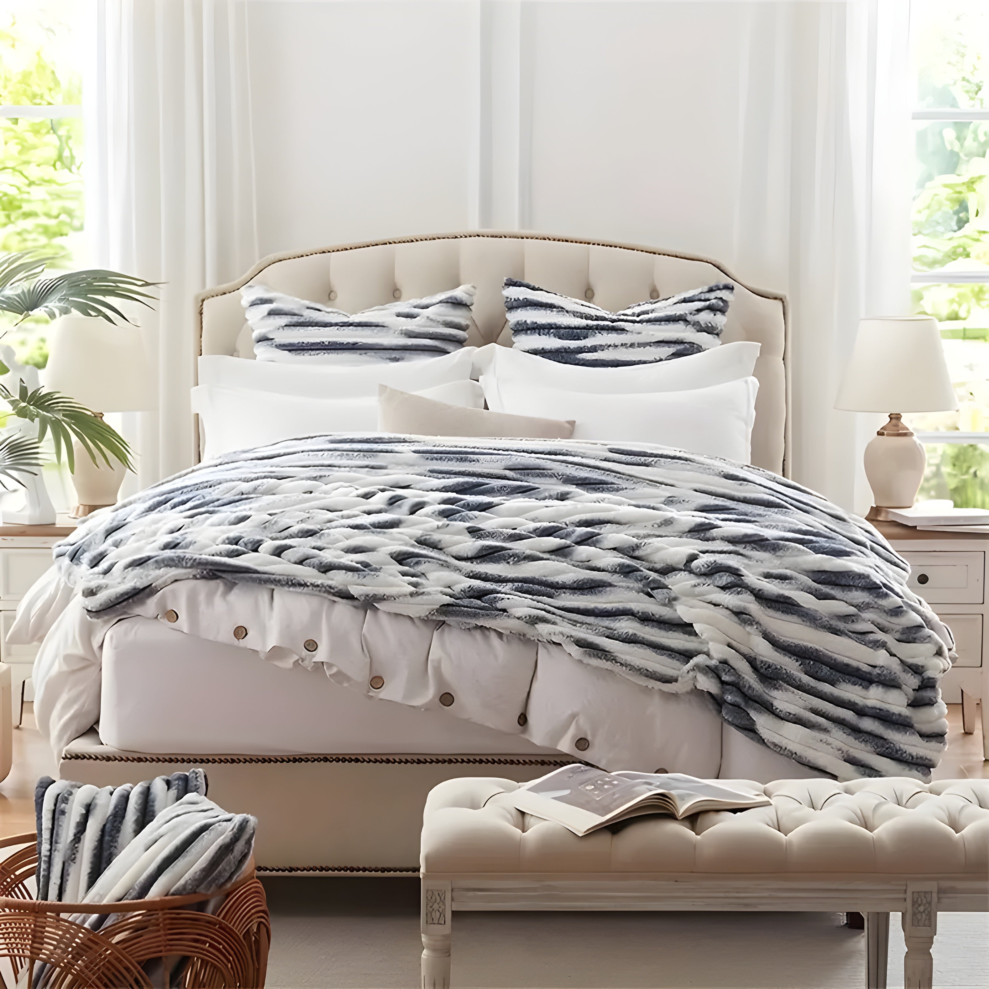 FauxFur Täcke - Mjuk Pläd-Sherpa-Fleece Täcke