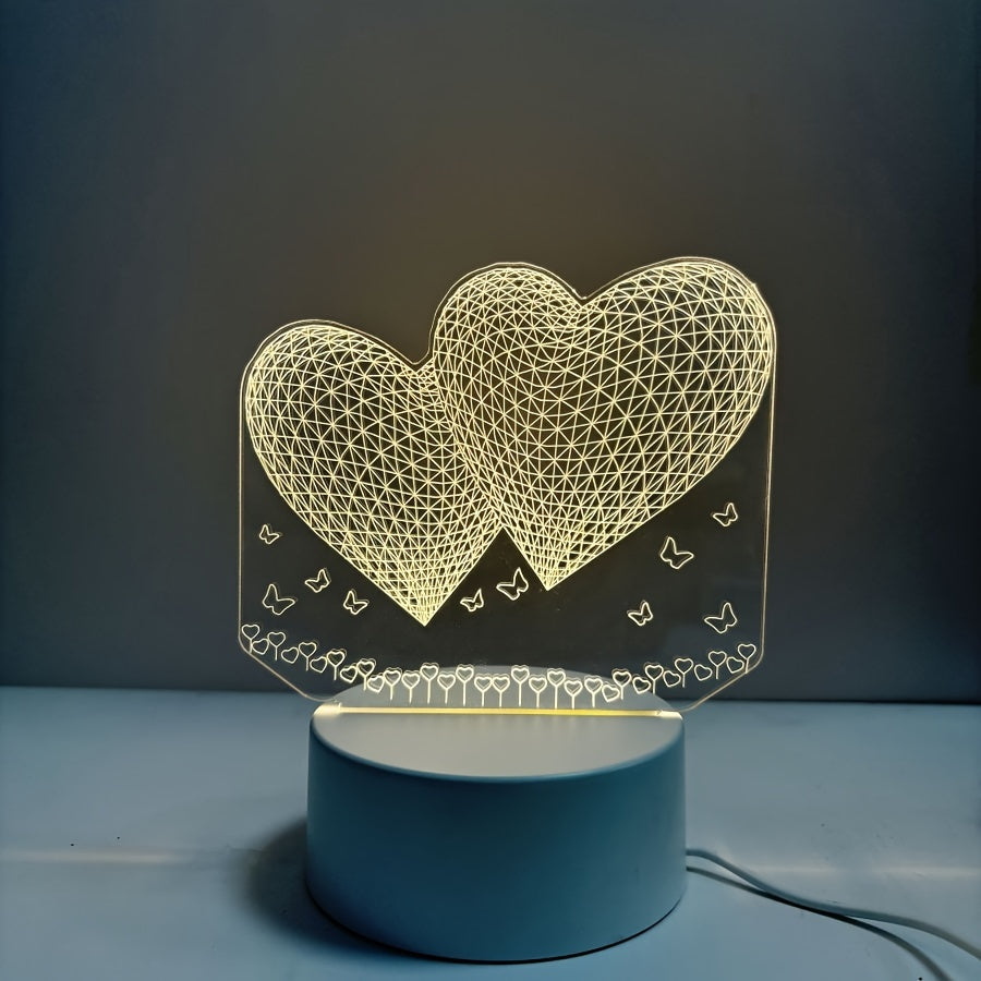 HartenLicht - Geometrisk USB Bordslampa med Varm Glöd för Kärleks Tema Dekoration