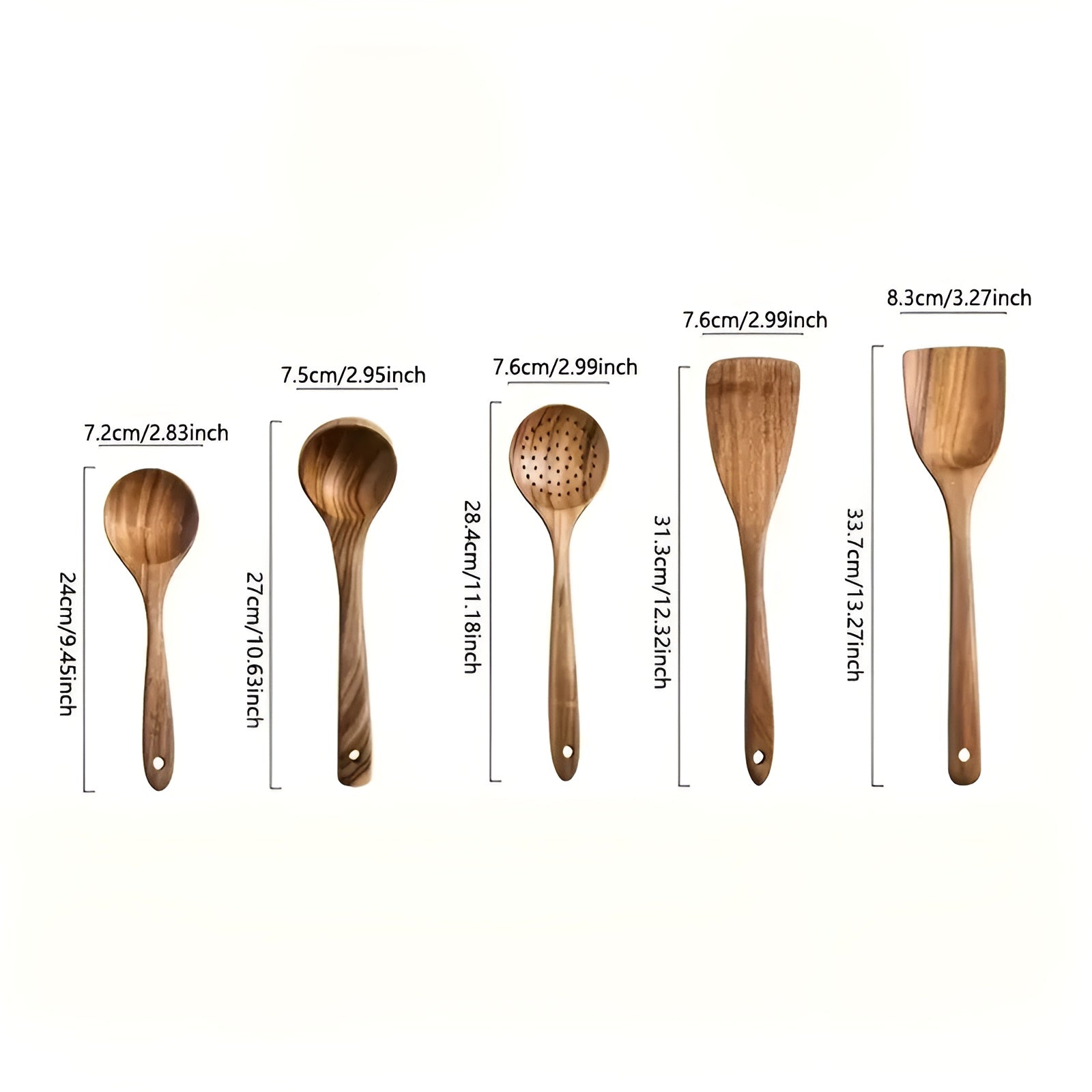 Trä-köksredskapsset – 5-delat set Naturliga stekpenslar för non-stick-pannor