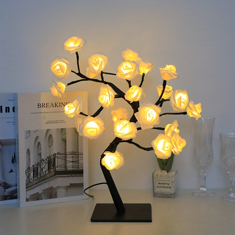 RozenLicht - LED Blomsterbordslampa med USB, Stämningsbelysning