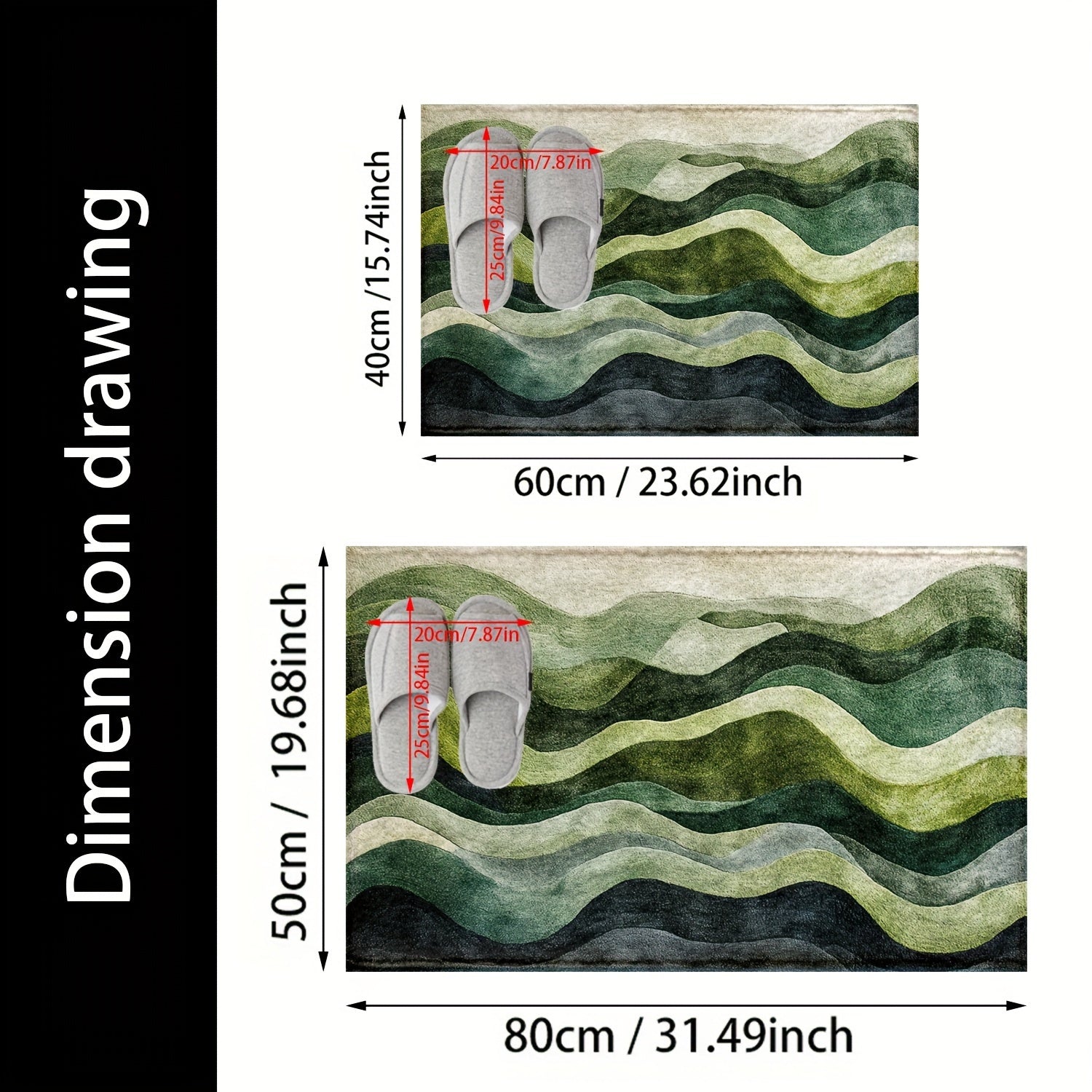Geometrisk Vågmatta – Perfekt för Badrum eller Entré