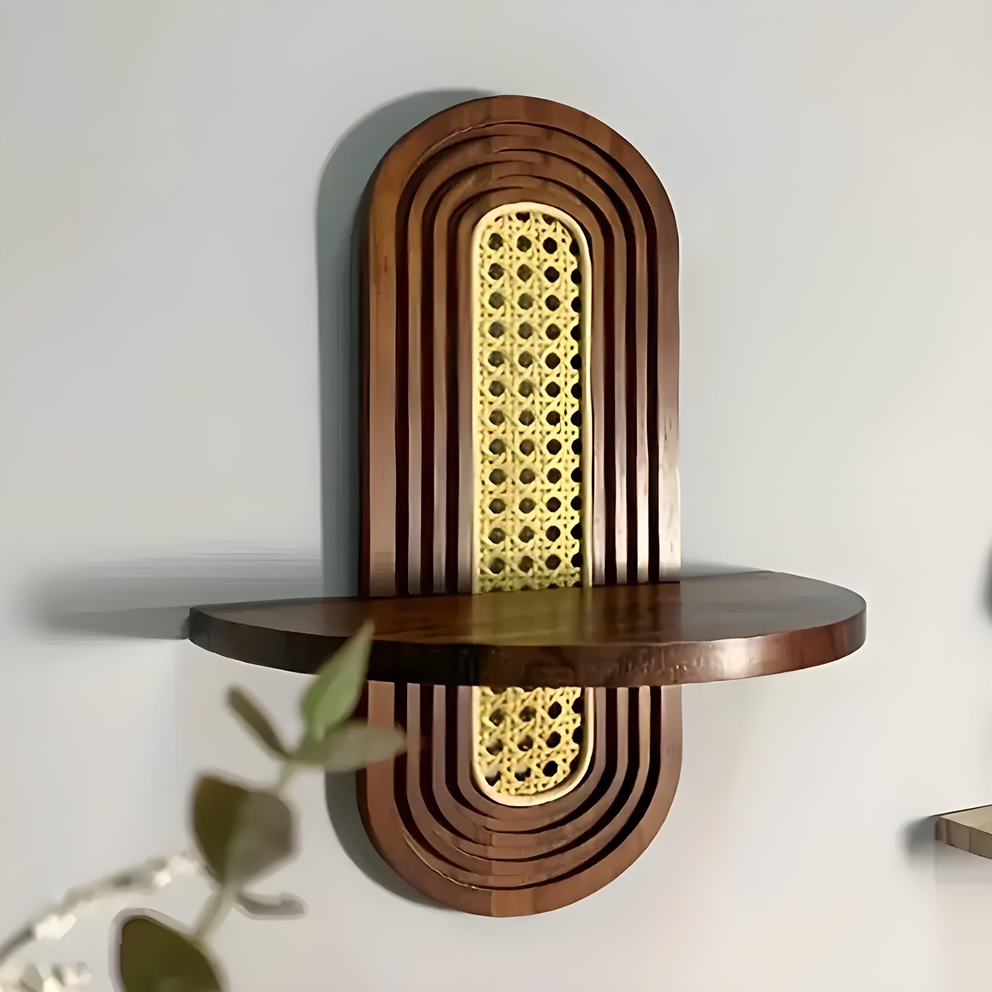 Handgjord vägghylla i rotting – Boho-dekoration för vardagsrum, sovrum och balkong