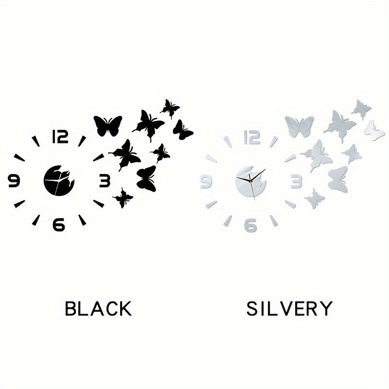 AcrylicButterfly - DIY 3D Fjäril Spegel Väggen Klocka
