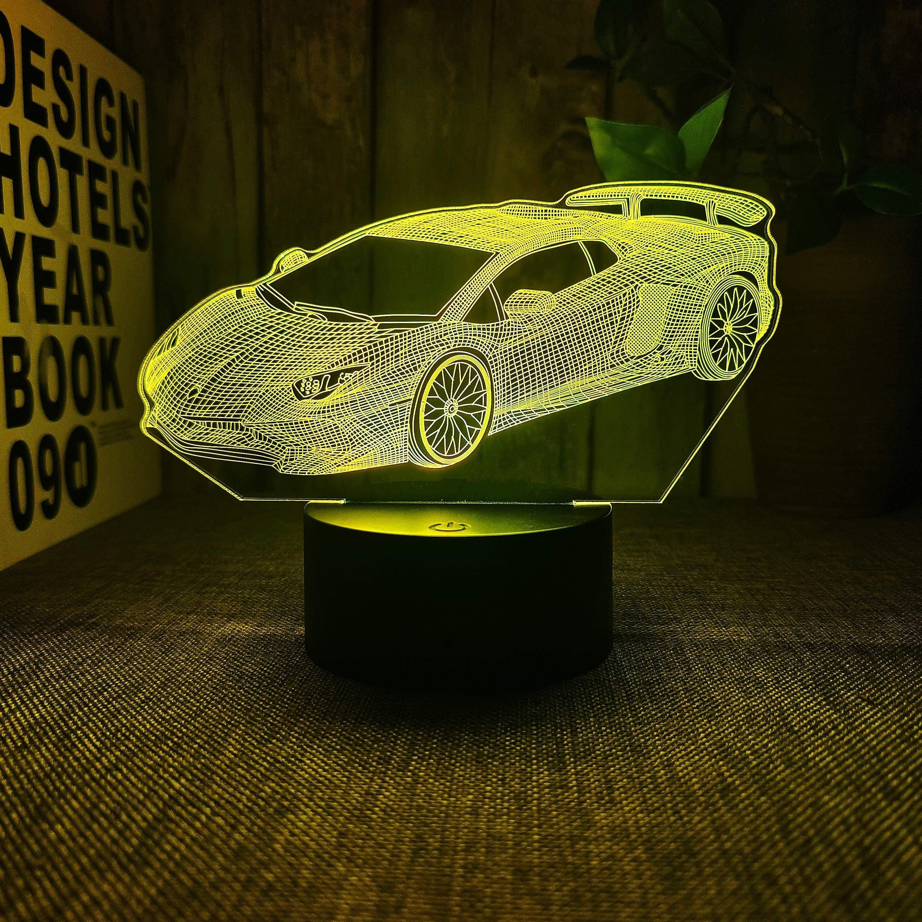AutoLamp - 3D Sportbil Nattlampan med Touch Control och USB