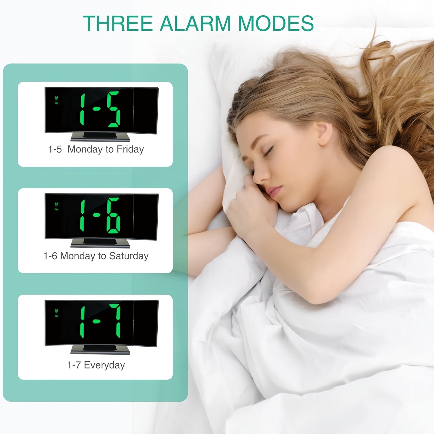 Digital projektionsväckarklocka – LED-display och snooze-funktion med justerbar ljusstyrka