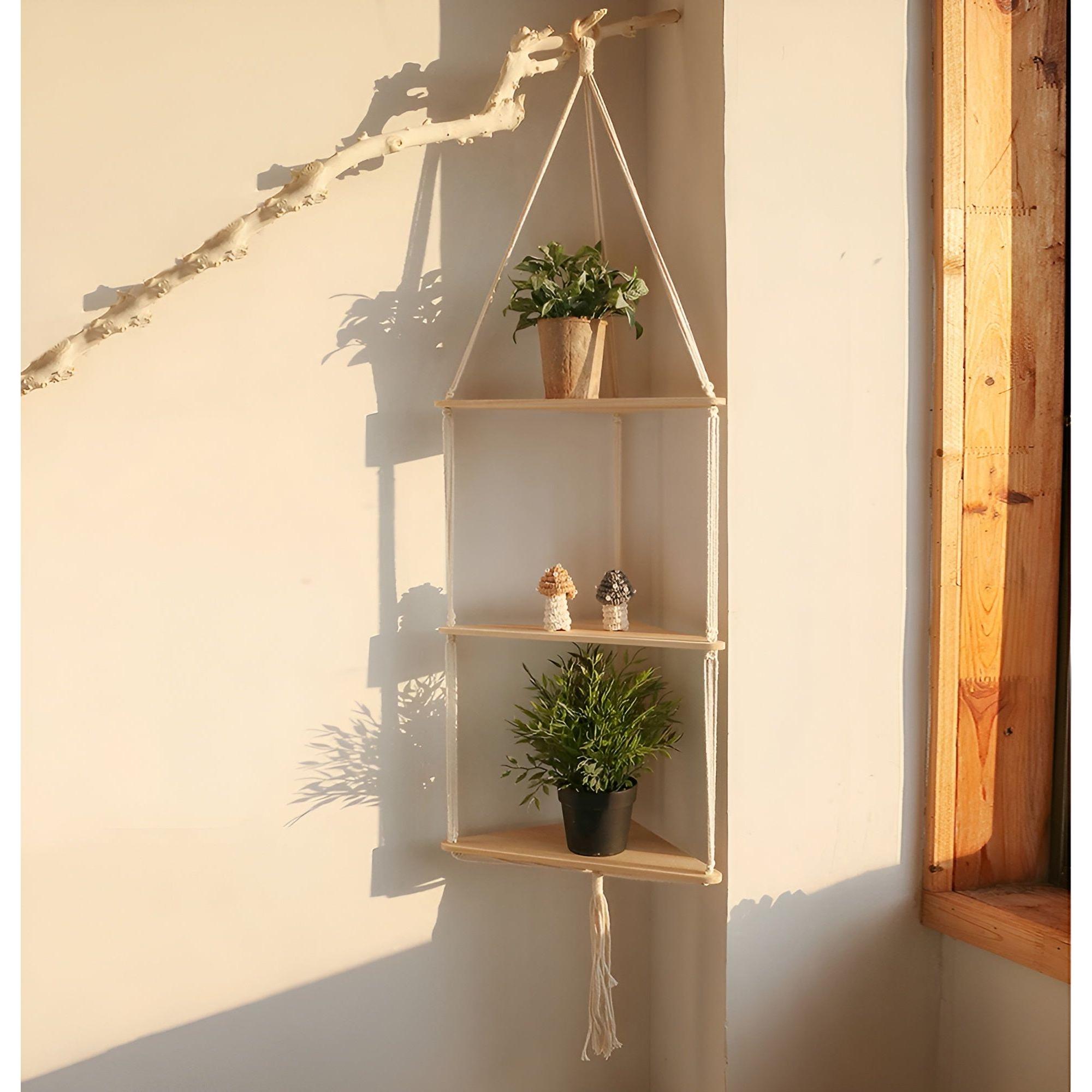 Hängande Väggshelf - Dekorativ hylla med triangulär snördesign | Ideal för ditt hem