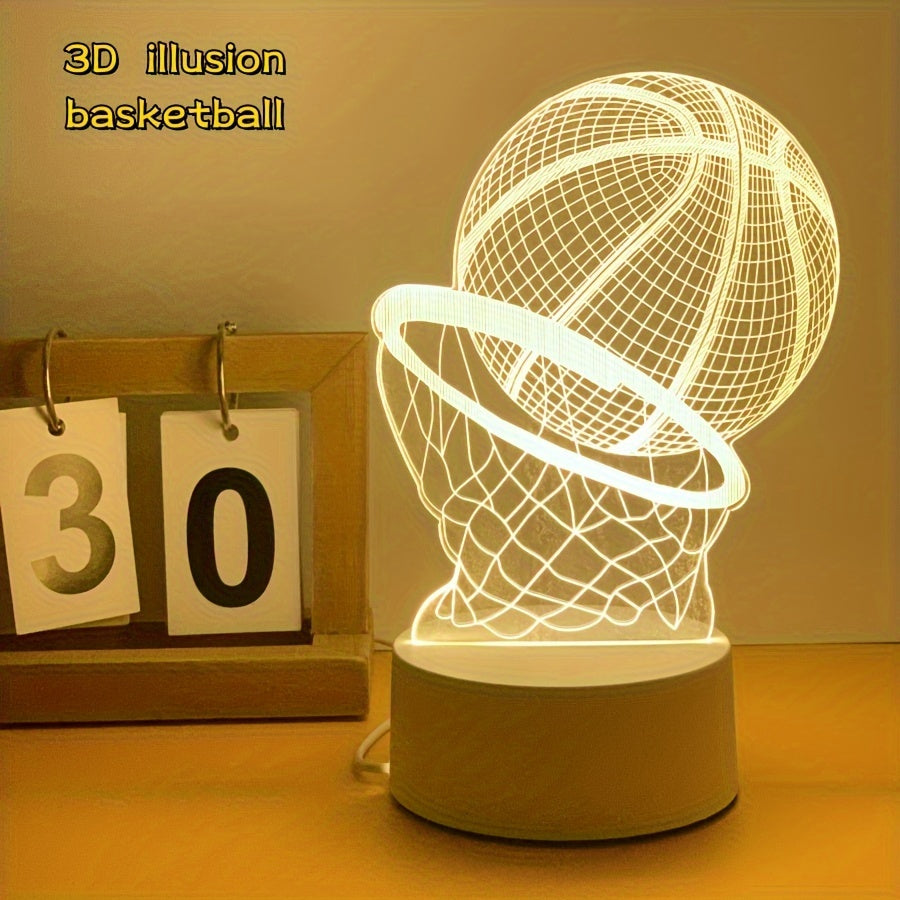 Illusie-Lampa - 3D Basketboll USB Bordslampa med LED Dekorationsbelysning