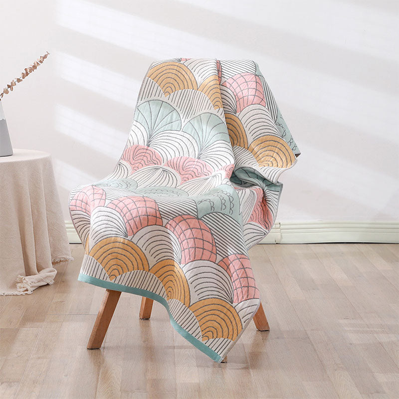 Shell Print Jacquard Bomull Handduk 70x140cm