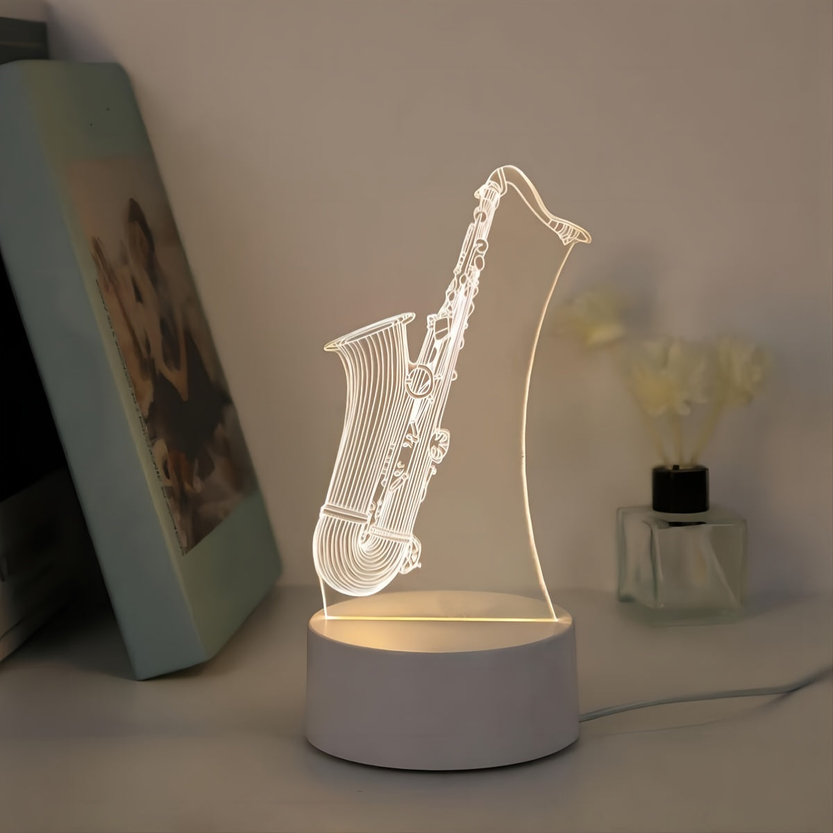SaxGlow - 3D Saxofon LED Nattljus, USB-Driven Bords- och Lampa