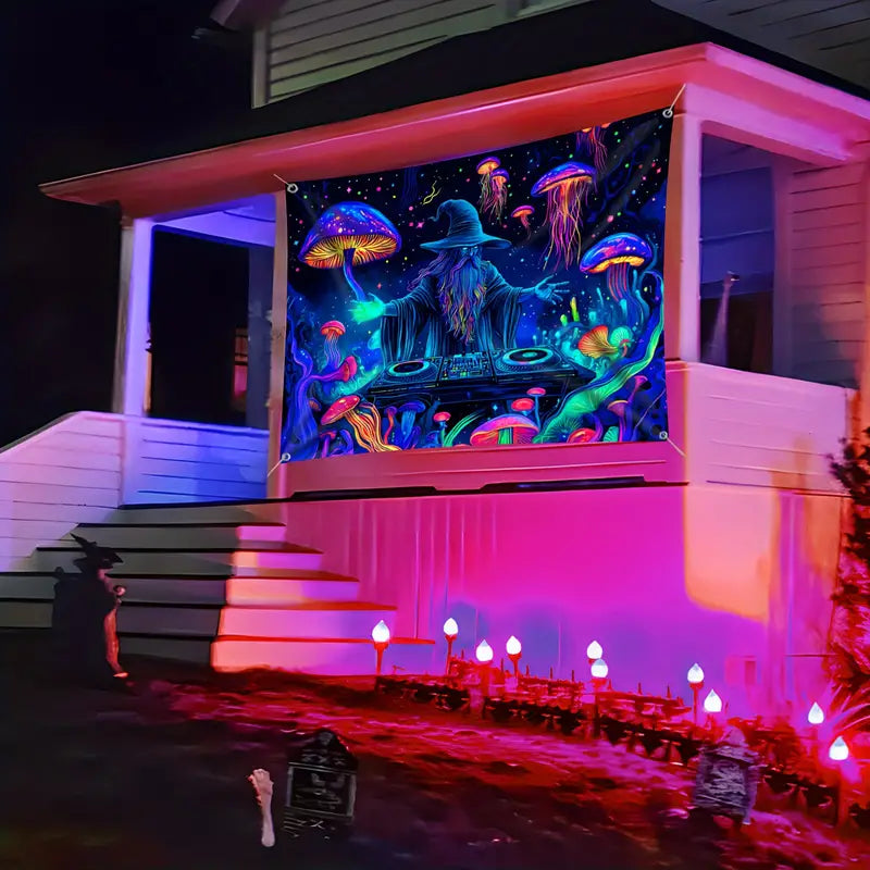 Halloween Fluorescerande väggbonad – Mystisk väggdekoration med ljuseffekt