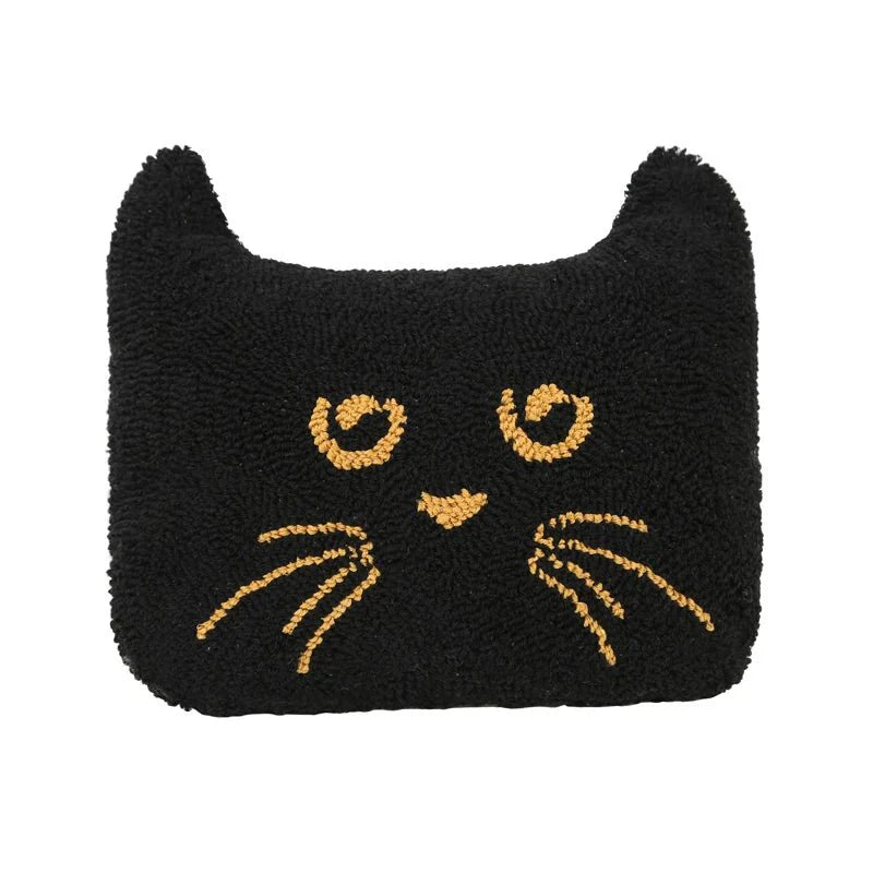 Tecknad kastkuddar med broderad bomullsdesign