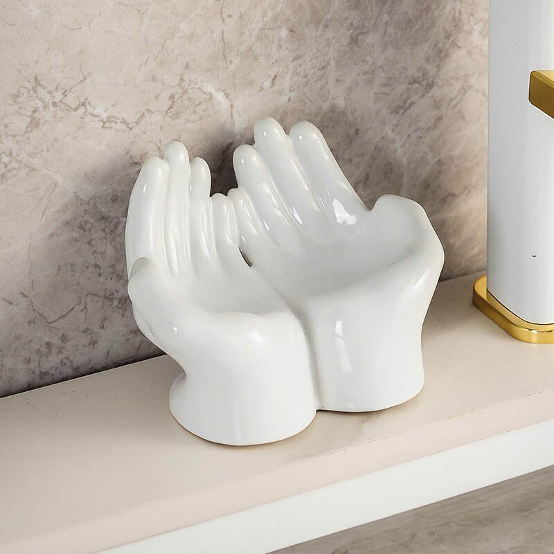 Keramisk tecknad palm tvål hållare med dräneringsdesign