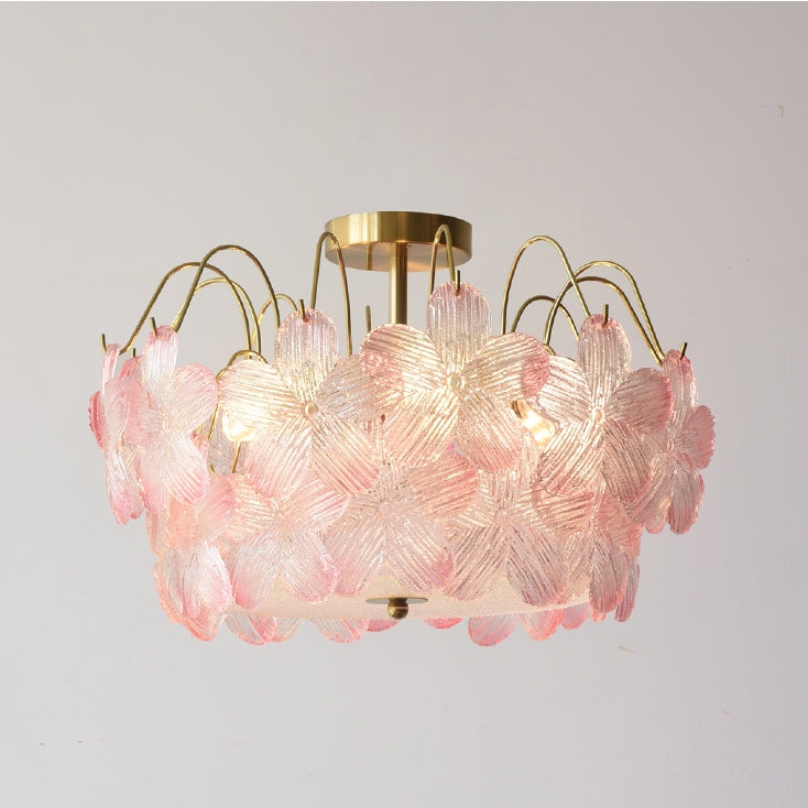 Klassisk Blomformad Glasmålad Krona för Vardagsrummet