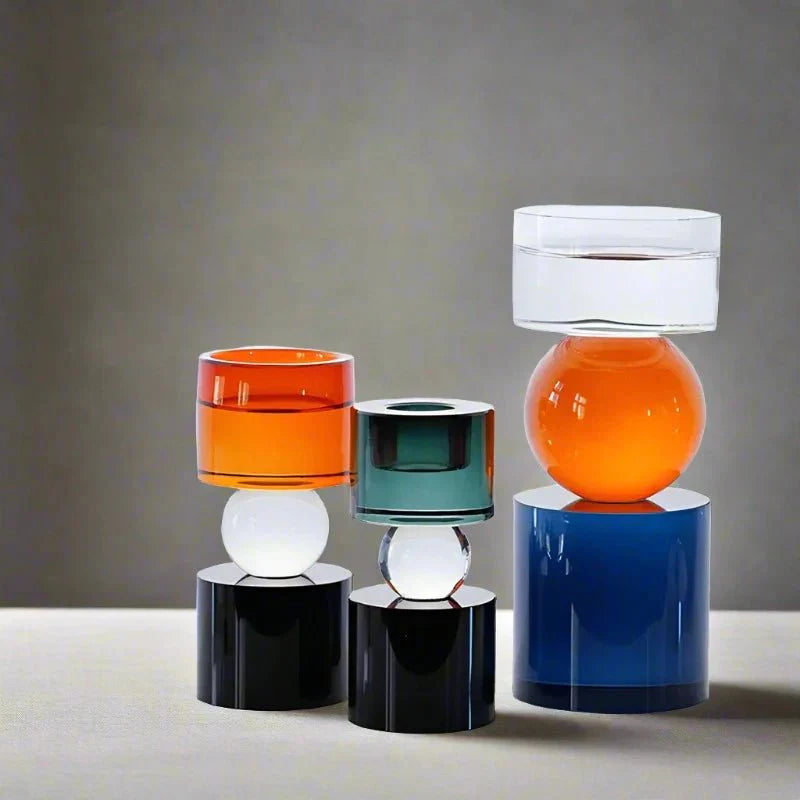 Färgglad geometrisk kristall ljushållare för modern inredning