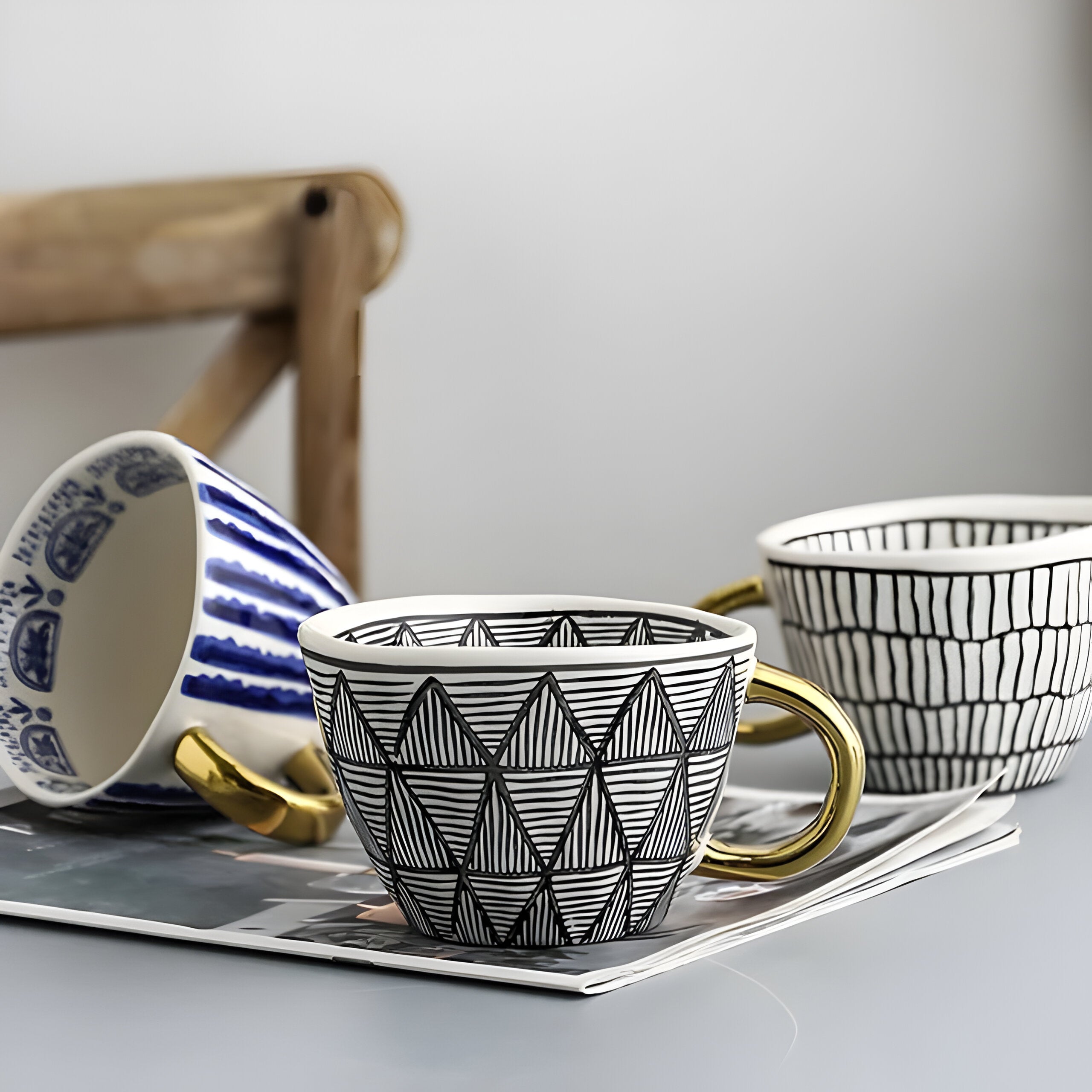 Keramikkopp med geometrisk design – Stilfull og moderne | Ideell for kaffe eller te