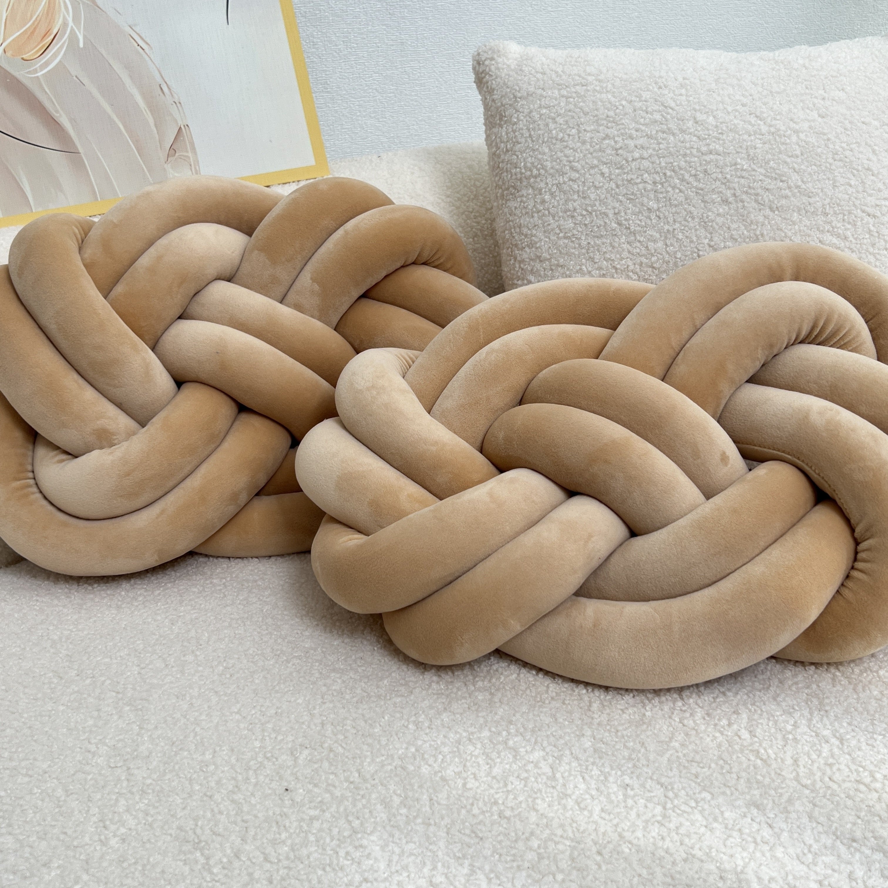 2 Stycken Knop Ball Kuddar - Mjuka Plysch Kuddar, Dekorativa Kuddar för Säng, Soffa och Vardagsrum