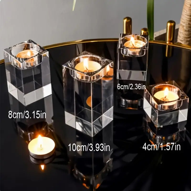 Halloween & Jul Kristall Ljusstake – Elegant 4-pack för Festlig Dekor
