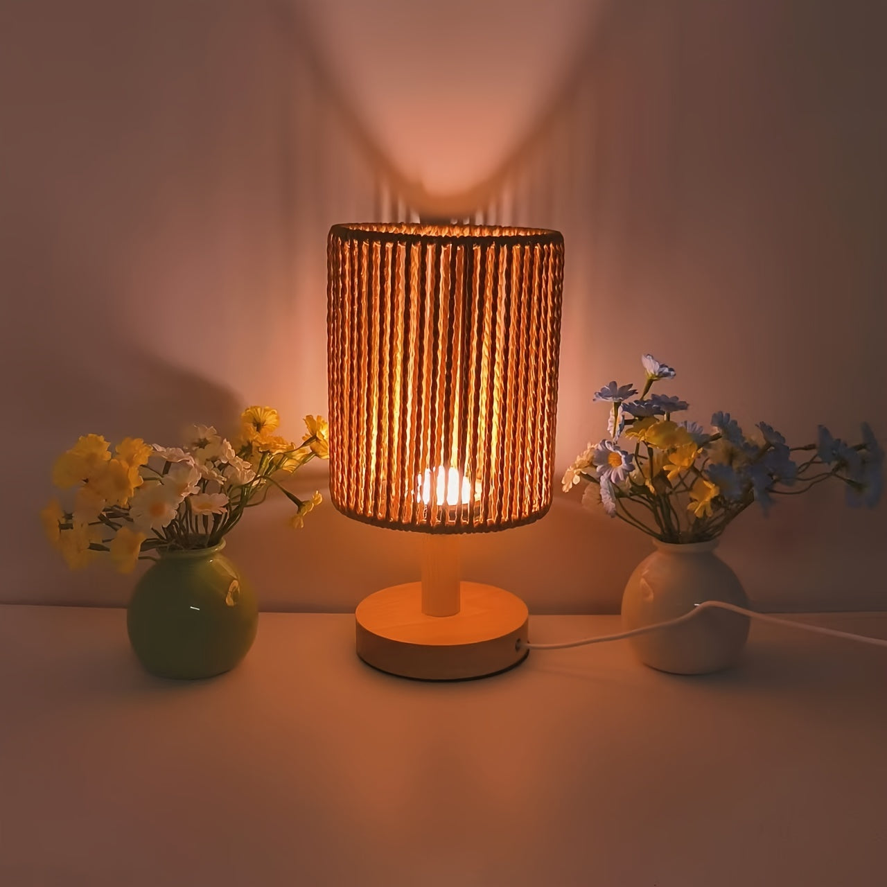 BarrelGlow - Trä-byrålampa med randmönster