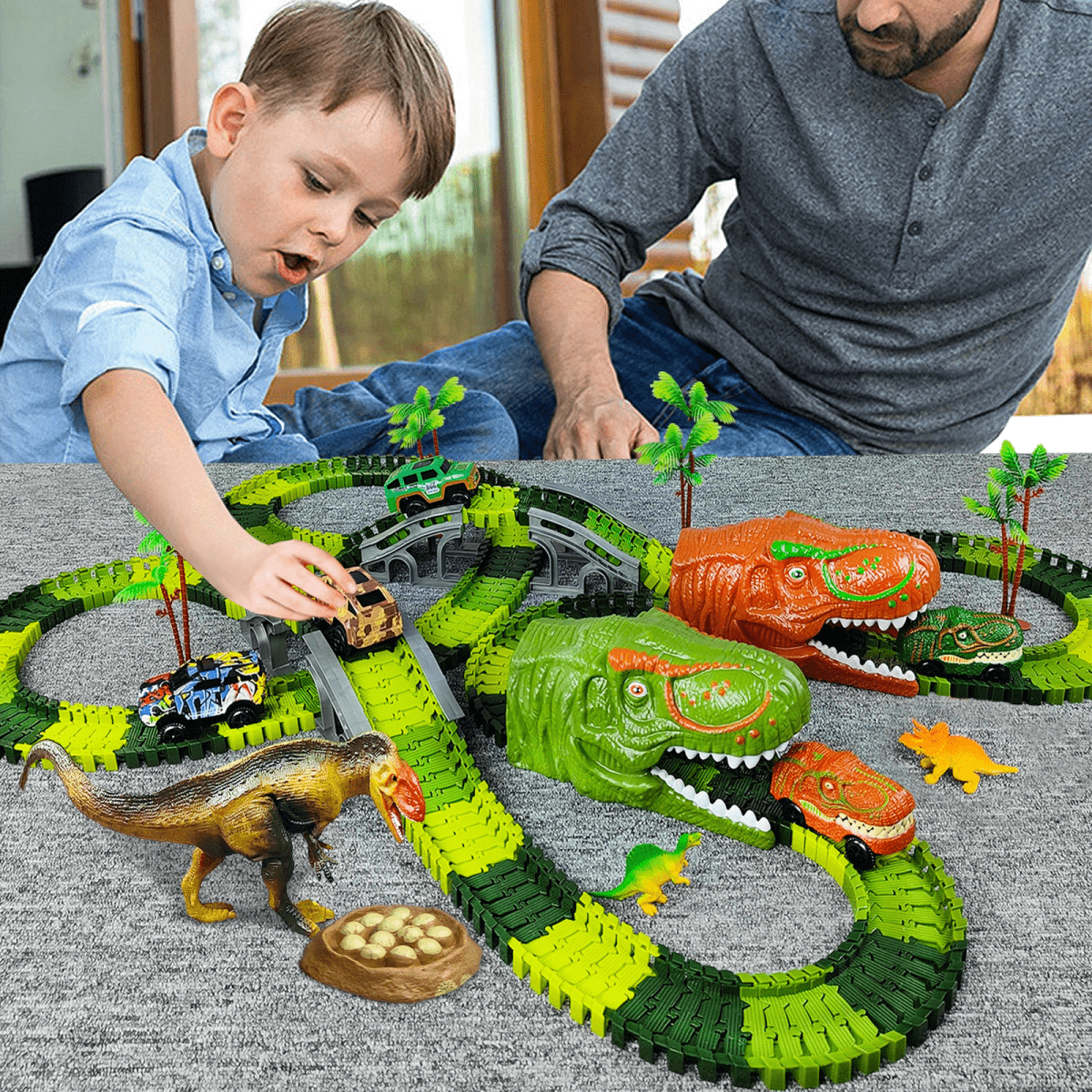 Dinotrack Express - Dinosaurietågbana-spelset med tåg, figurer och äventyrsterräng