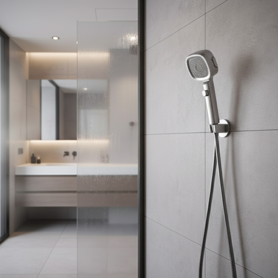 HydraFlow Högtryck Duschhuvud – 3 Strålarter, vattensparande & robust ABS-material