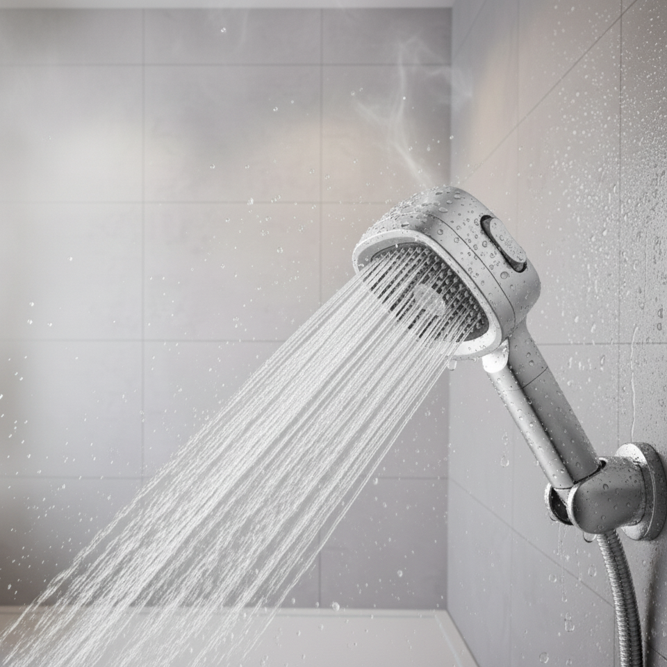 HydraFlow Högtryck Duschhuvud – 3 Strålarter, vattensparande & robust ABS-material