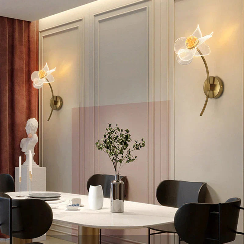 BloomGlow - Modern Blom Vägglampa med LED Belysning