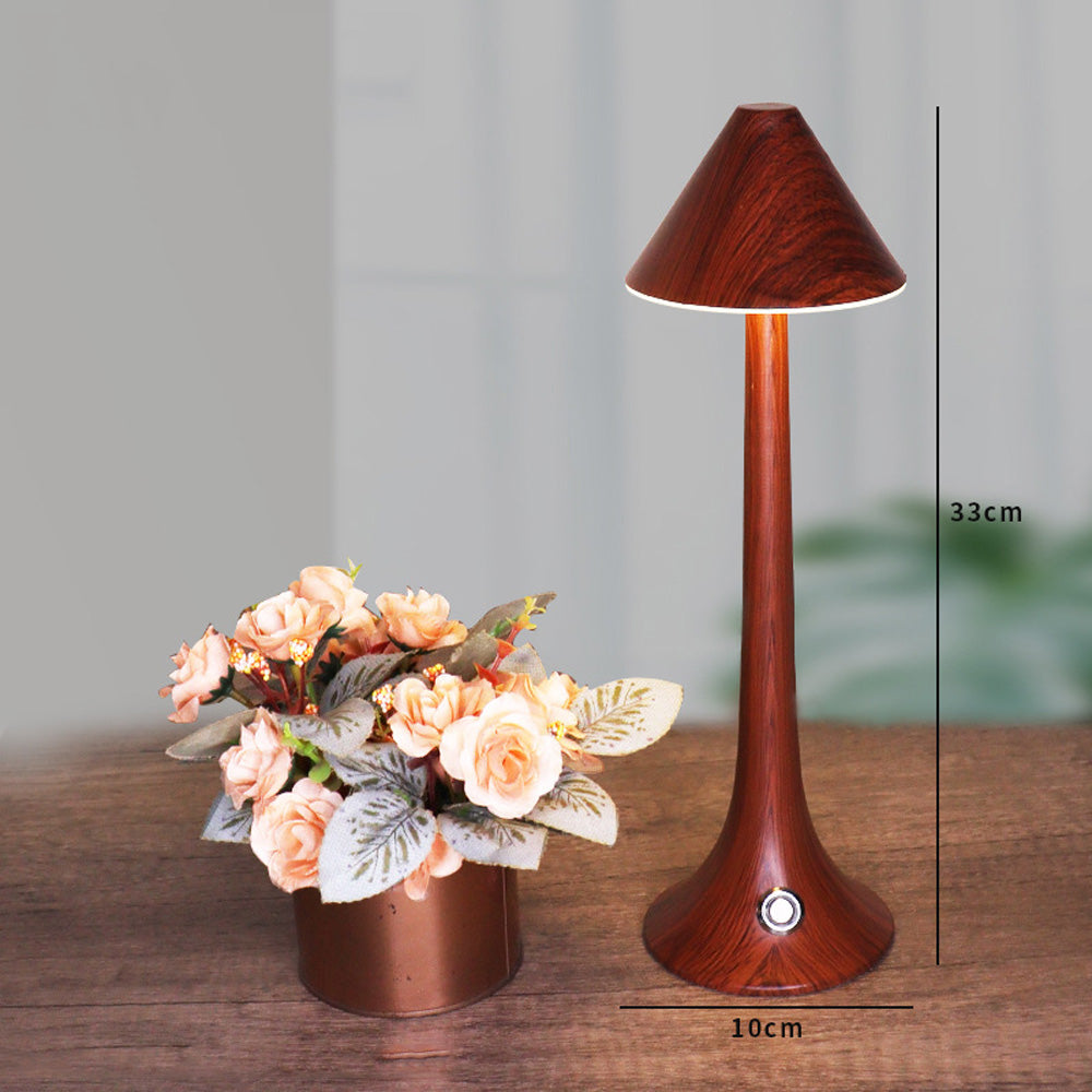 LumaWood - Uppladdningsbar LED Bordslampa med Trädesign, Dimbar och Trådlös