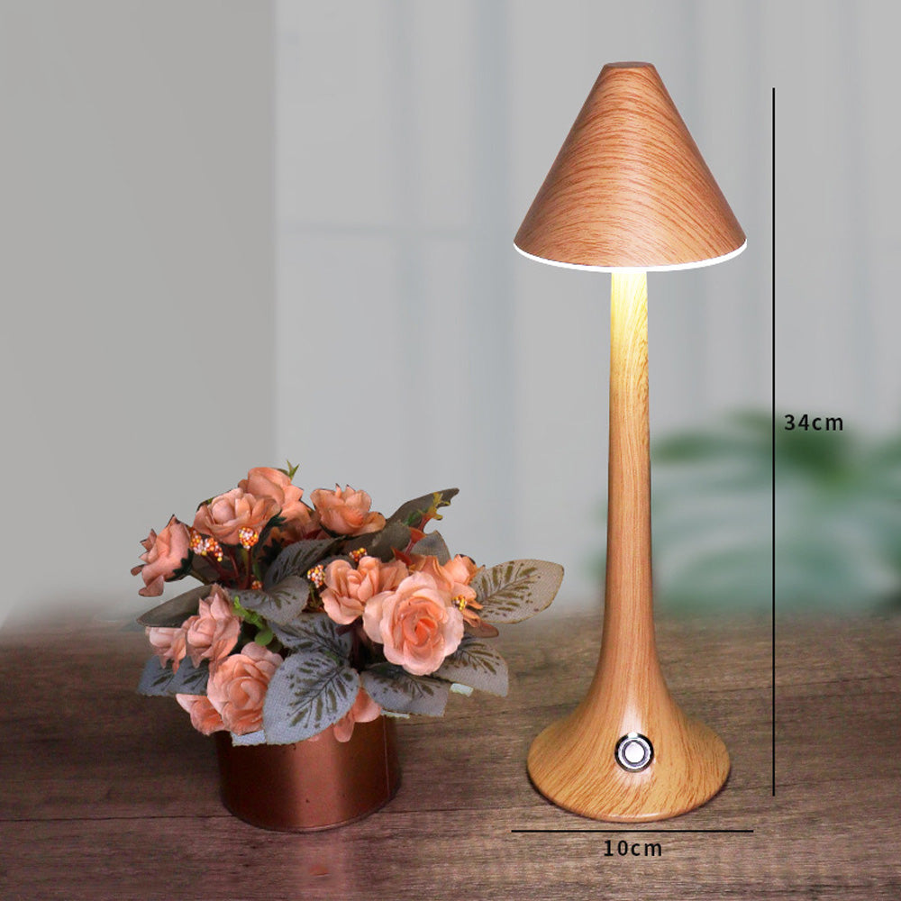 LumaWood - Uppladdningsbar LED Bordslampa med Trädesign, Dimbar och Trådlös
