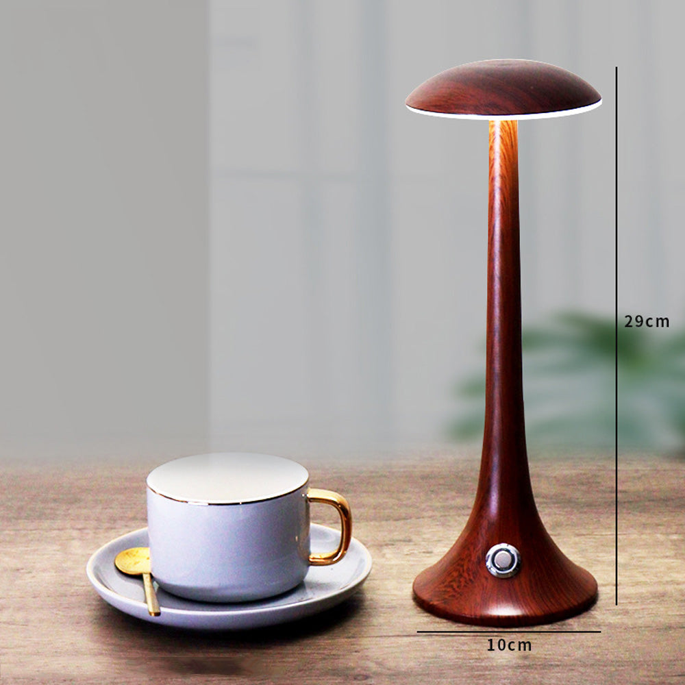 LumaWood - Uppladdningsbar LED Bordslampa med Trädesign, Dimbar och Trådlös