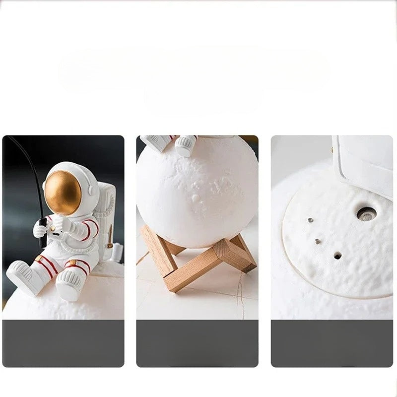 LumiMoon - 3D Astronaut Månlampa med LED Nattbelysning och Dimbart Touchkontroll