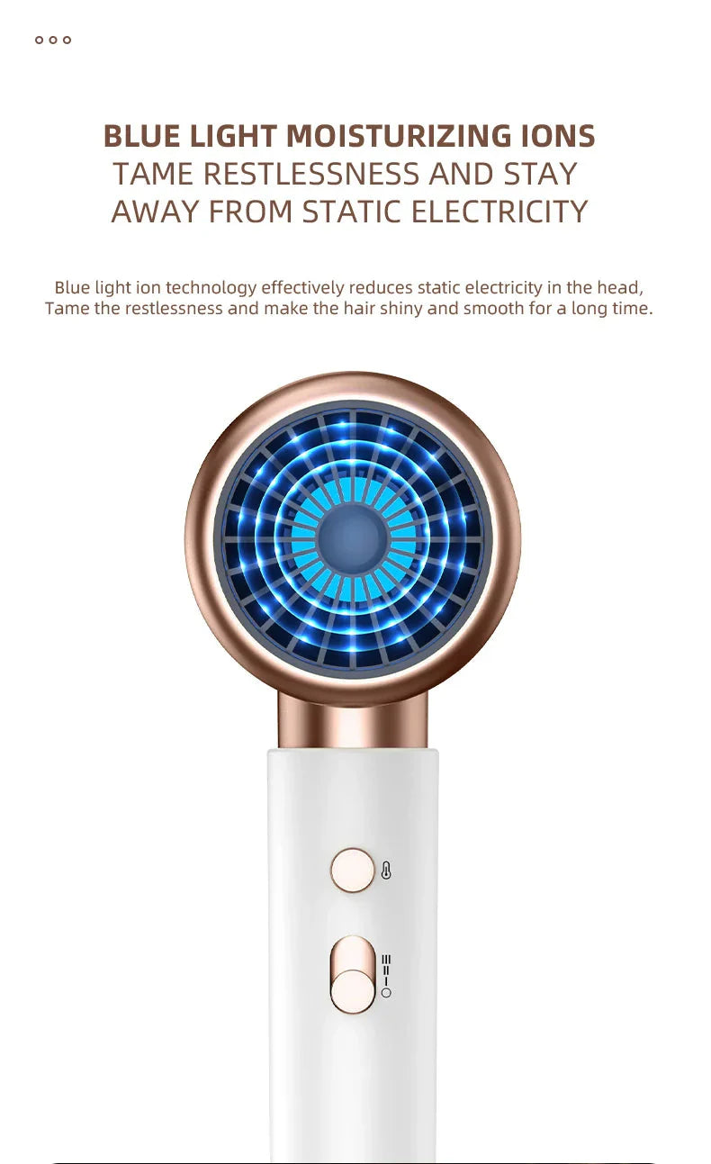 Högpresterande hårtork 2400W med kall- och varmluftsfunktion - Ionteknologi