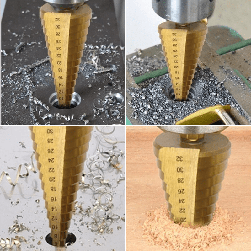 Borrset – 6-delat, titanbehandlade steg- och tandborr för trä, plast och metall