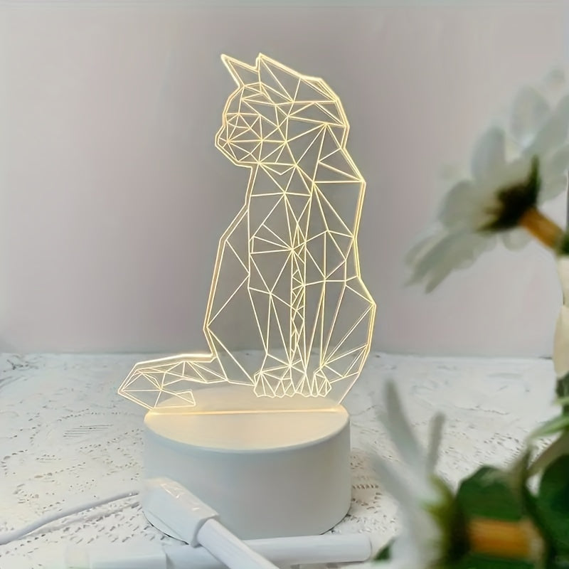 KatLicht - Geometrisk 3D Nattlampa USB Bordslampa